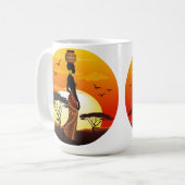 Mug Une belle femme africaine Silhouette sur les solei (Devant gauche)
