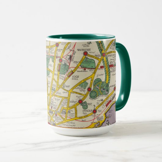 Mug Une carte de Merseyside, Liverpool (Devant droit)