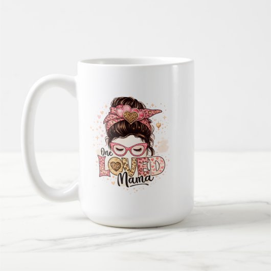 Mug Une citation maman aimée Cœur de léopard mignon (Gauche)