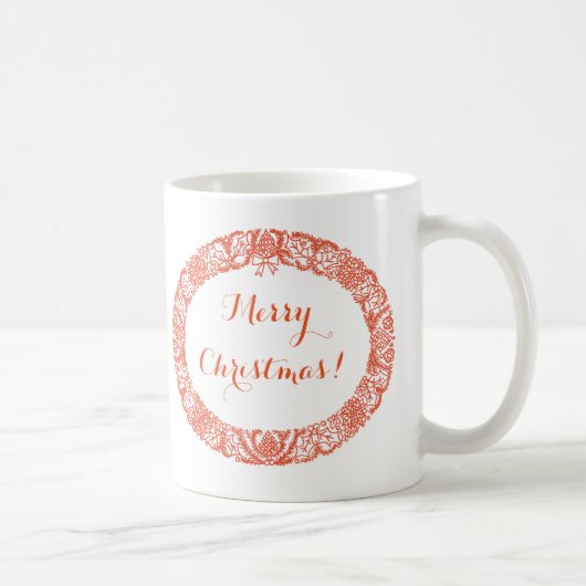 Mug Une couronne rouge vif de Noël à la Personnaliser (Droite)