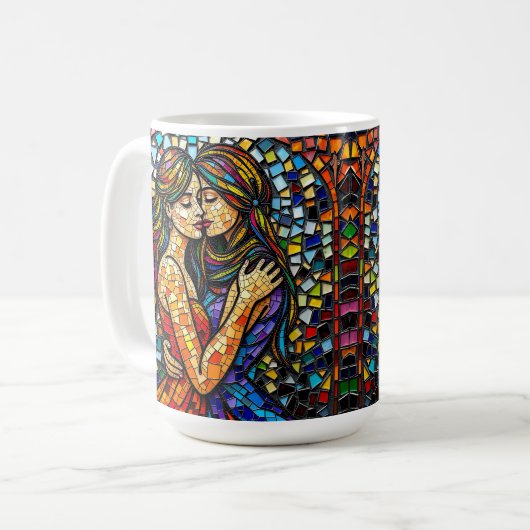 Mug Une Embrasse Romantique | Mosaic Femmes Ai Art (Devant gauche)