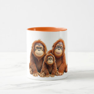 Mug Une famille d'orang-outan trop mignons.
