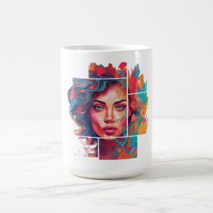Mug Une femme en couleur dans un cadre quadrilatère d'