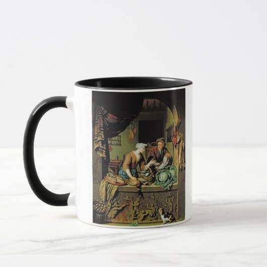 Mug Une femme et un marchand ambulant de poissons, (Gauche)