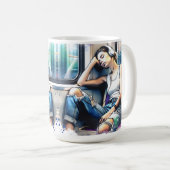Mug Une femme qui dort dans le métro à écouter de la m (Devant droit)
