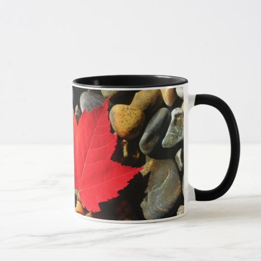 Mug Une feuille d'érable sur un fond de roche (Droite)