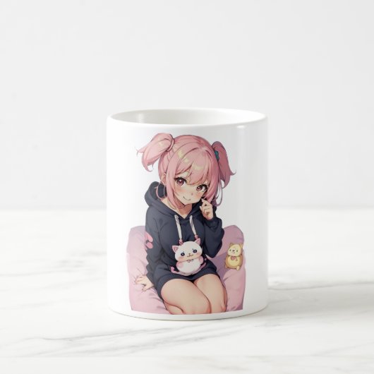 Mug une fille d'anime dans un sweat - shirt à capuche  (Centre)