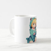 Mug une fille d'anime dans un sweat - shirt à capuche  (Devant gauche)