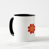 Mug une fleur rouge et jaune avec des points noirs (Devant gauche)