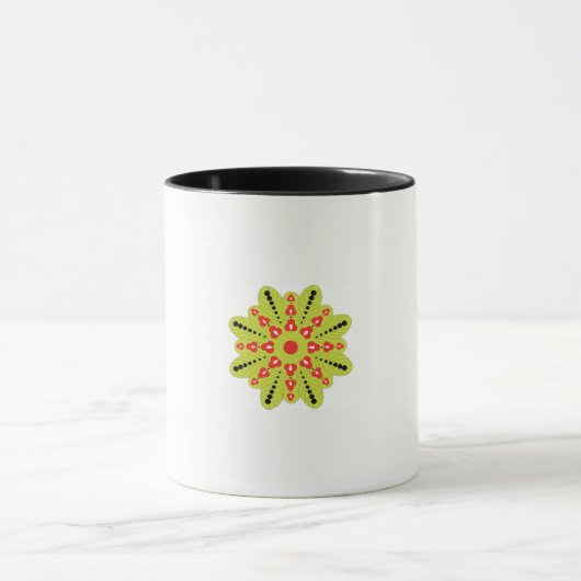 Mug une fleur verte et rouge aux points noirs (Centre)