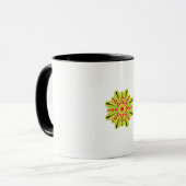 Mug une fleur verte et rouge aux points noirs (Devant gauche)