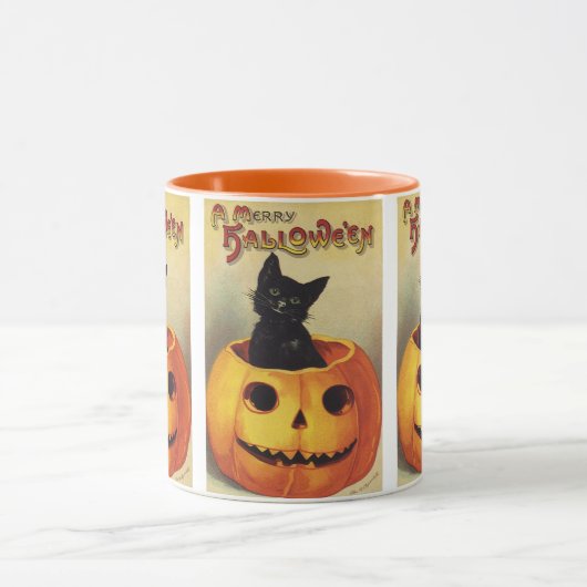 Mug Une joyeuse Halloween par Ellen Clapsaddle, Chat V (Centre)