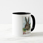Mug Une joyeuse scène de lapin gris Eastertide (Devant droit)
