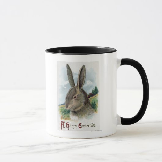 Mug Une joyeuse scène de lapin gris Eastertide (Droite)