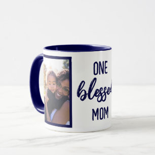 Mug Une Maman Comblée   Photo Personnalisée Moderne po