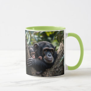 Mug Une maman singe veille sur bébé.
