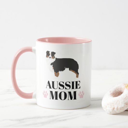 Mug Une mère de chien de berger australien tricolée av (Avec donut)