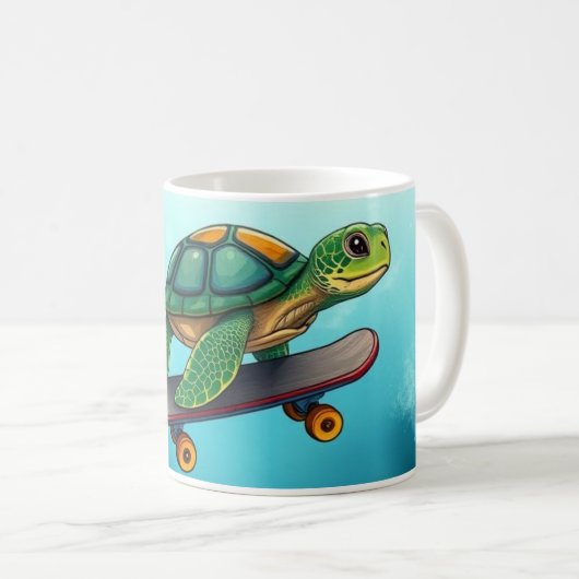 Mug Une mignonne tortue à skateboard (Devant droit)