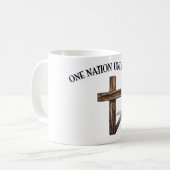 Mug Une nation sous Dieu avec une croix robuste (Devant gauche)