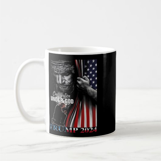 Mug Une nation sous Dieu Trump 2024 Dieu drapeau améri (Gauche)