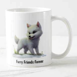 Mug Une peinture numérique d'un loup arctique mignon