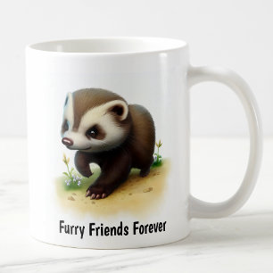Mug Une peinture numérique d'un mignon blaireau de mie