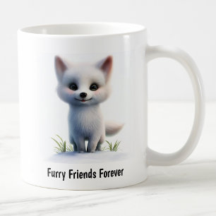 Mug Une peinture numérique d'un mignon renard arctique
