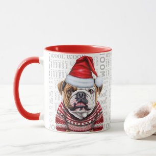 Mug Une Père Noël Bulldog en chandail sur Arrière - pl