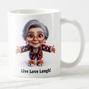 Mug Une personne âgée joyeuse dans un intérieur confor