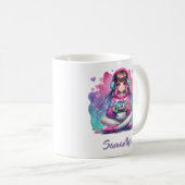 Mug Une petite fille joueuse jouant à un jeu vidéo (Devant droit)