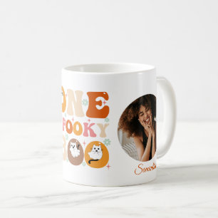 Mug Une photo de chat fantôme groovy Halloween effraya