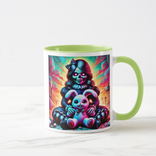 Mug Une poupée d'enfer avec son gentil lapin.  (Droite)