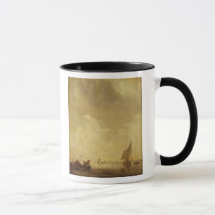 Mug Une scène de rivière, avec des pêcheurs étenda