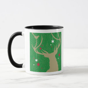 Mug Une silhouette d'un cerf commun avec des étoiles