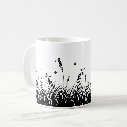 Mug Une simple herbe en silhouette (Devant gauche)