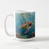 Mug Une Tortue de Mer et des Rayons de Soleil dans l'O (Gauche)