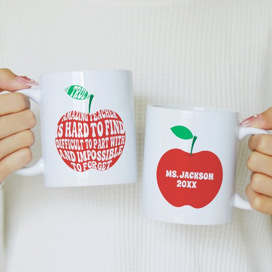 Mug Une typographie de pomme d'enseignant vraiment inc