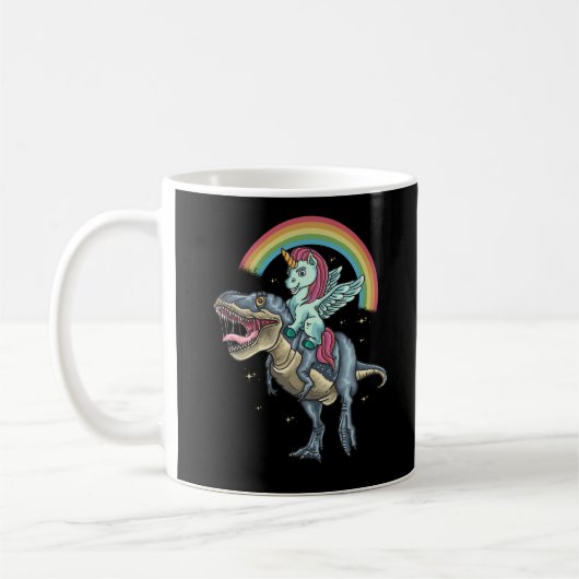 Mug Unicorn équitation T rex Dinosaur (Gauche)