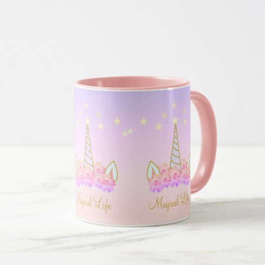 Mug Unicorn Fleurs et étoiles (Devant droit)