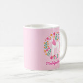Mug Unicorn Flowers Cute Pink Personalized (Devant droit)