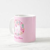 Mug Unicorn Flowers Cute Pink Personalized (Devant gauche)