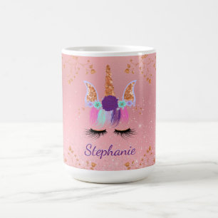 Mug Unicorn Girl Blush Parties scintillant rose Rose o