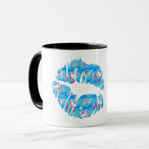 Mug UNICORN Iridescente Aqua Foil Metallic KISS LIPS