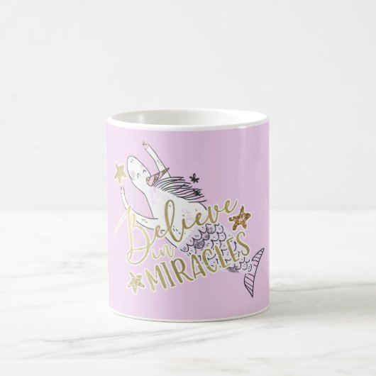 Mug Unicorn Mermaid Moderne tendance croire en Miracle (Centre)
