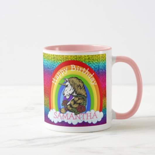Mug Unicorn mignon joyeux anniversaire Rainbow Parties (Droite)