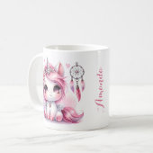Mug Unicorn mignon Whimsical Girl Nom personnalisé (Devant gauche)