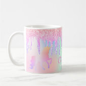Mug Unicorn parties scintillant rose hologramme nom (Gauche)
