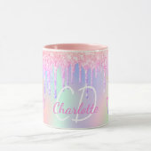 Mug Unicorn parties scintillant rose hologramme nom (Centre)