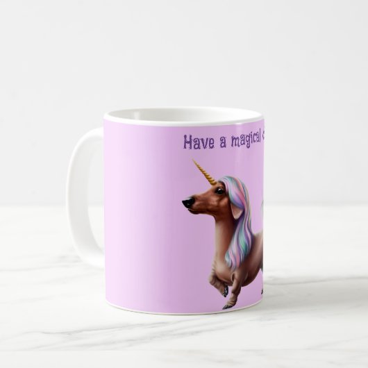 Mug Unicorn pourpre Dachshund (Devant gauche)