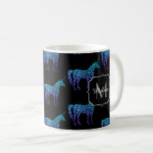 Mug Unicorn Sparkles aqua blue ombre motif Monogramme (Devant droit)